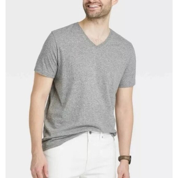 NWOT Lands' End Men's XXL 50-52 Gray Heather V-Neck T-Shirt 100% Cotton - Picture 1 of 9